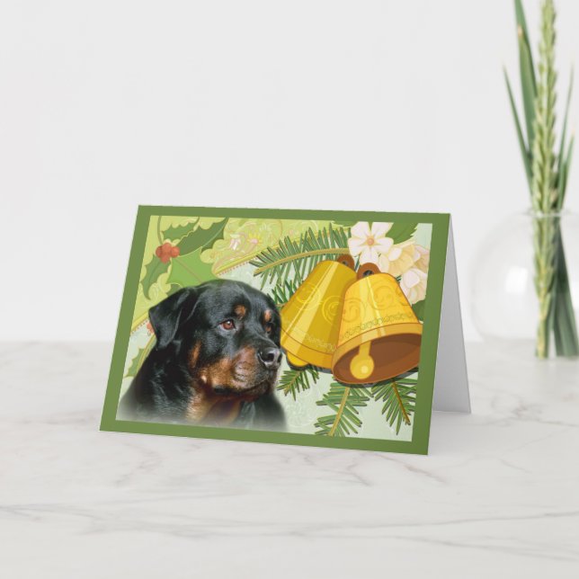 Cartes Pour Fêtes Annuelles Rottweiller Christmas Card Bells (Devant)