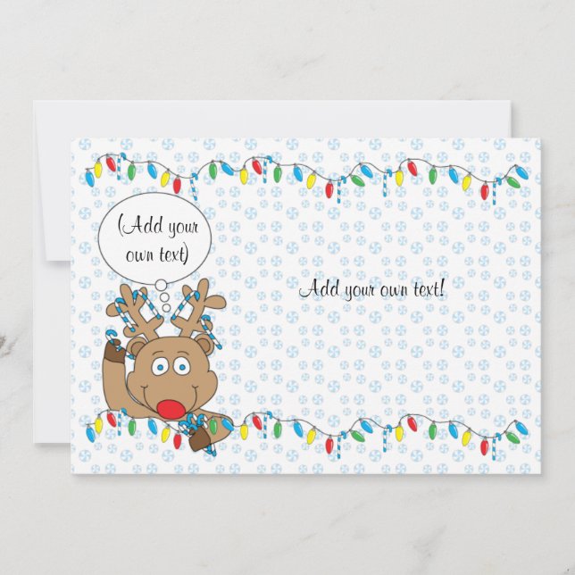 Cartes Pour Fêtes Annuelles Roudolpie de Noël 2face/plat/carte/& env 7" x 5" (Devant)
