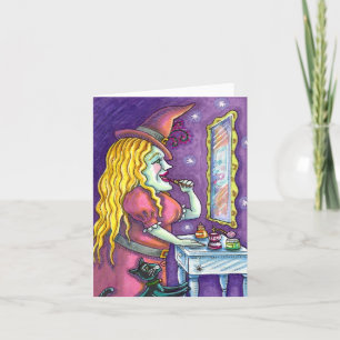 CARTES POUR FÊTES ANNUELLES ROUGE À LÈVRES SORCIÈRE, PARFUM ET VERNIS À ONGLES