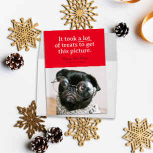 Cartes Pour Fêtes Annuelles Rouge Beaucoup de soins Happy Howlidays Funny Pet