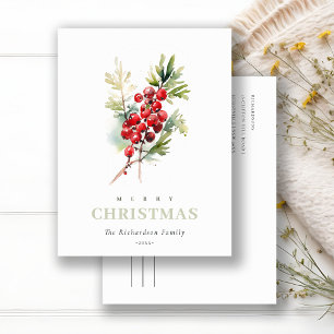 Cartes Pour Fêtes Annuelles Rouge Berry Fir hiver Folio hiver Aquarelle