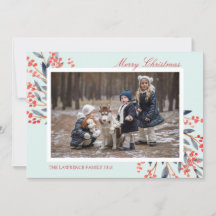 Rouge Berry Foliing Mint Christmas Holiday Photo