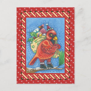 CARTES POUR FÊTES ANNUELLES ROUGE BIRD PÈRE NOËL, BON CARDINAL DE NOËL