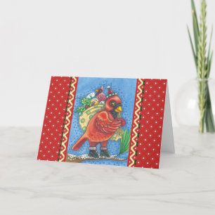 CARTES POUR FÊTES ANNUELLES ROUGE BIRD PÈRE NOËL, BON CARDINAL DE NOËL