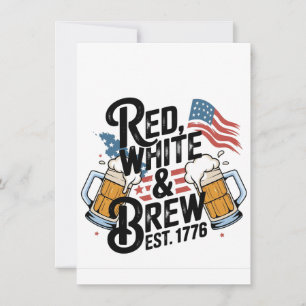 Cartes Pour Fêtes Annuelles Rouge Blanc & Bière Fête 1776 4 Juillet 250e USA