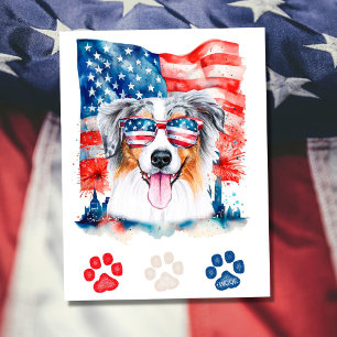 Cartes Pour Fêtes Annuelles Rouge Blanc Bleu Australien Berger 4 juillet