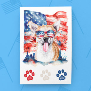 Cartes Pour Fêtes Annuelles Rouge Blanc Bleu Drôle Chihuahua Chien 4 Juillet