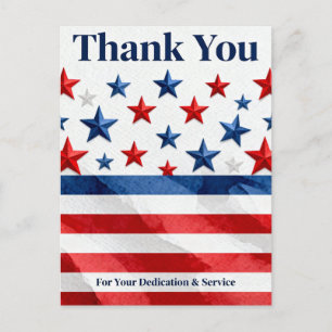 Cartes Pour Fêtes Annuelles Rouge Blanc et Bleu 4 juillet Merci