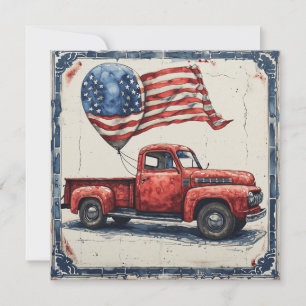 Cartes Pour Fêtes Annuelles Rouge, blanc et bleu : gloire Vintage