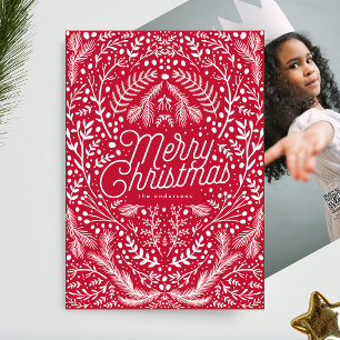 Cartes Pour Fêtes Annuelles Rouge Blanc Folithe & Berries Pas de photo Noël