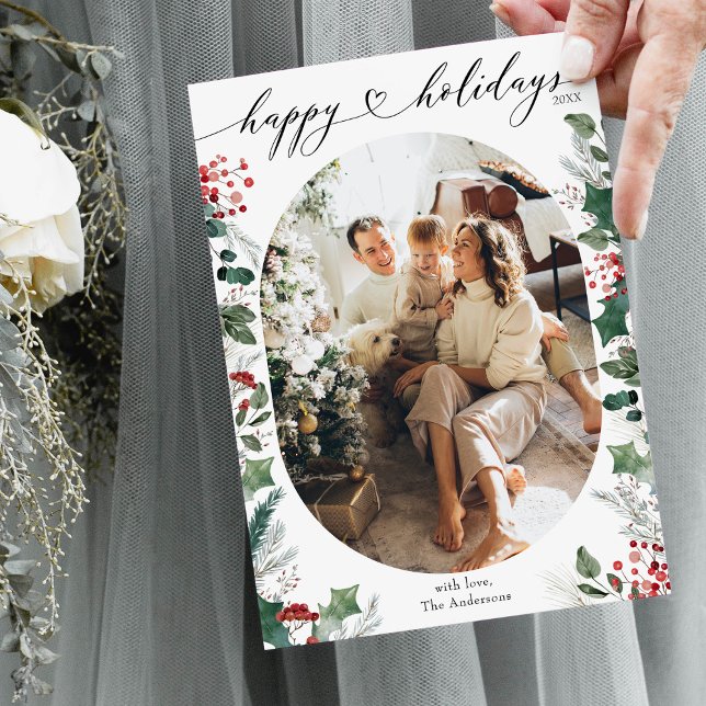 Cartes Pour Fêtes Annuelles Rouge blanc simple photo minimal (Créateur téléchargé)