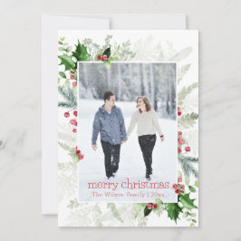 Cartes Pour Fêtes Annuelles Rouge blanc vert Photo Joyeux Noël