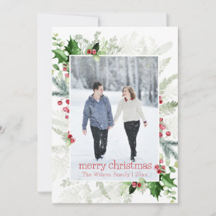 Cartes Pour Fêtes Annuelles Rouge blanc vert Photo Joyeux Noël