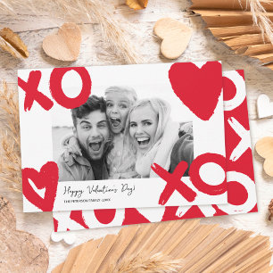 Cartes Pour Fêtes Annuelles Rouge blanc xo coeur photo valentine jour