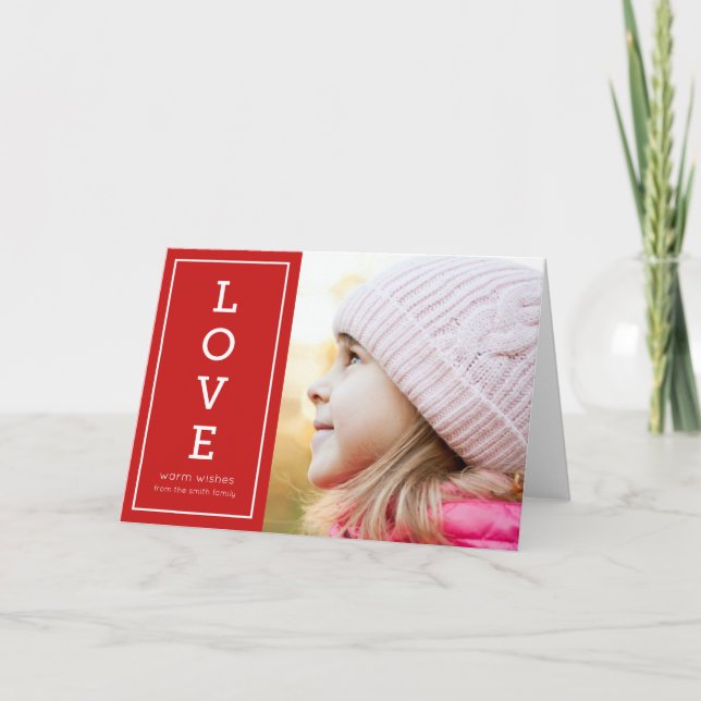 Cartes Pour Fêtes Annuelles Rouge Chaleureux Voeux Moderne Amour Photo de vaca (Devant)