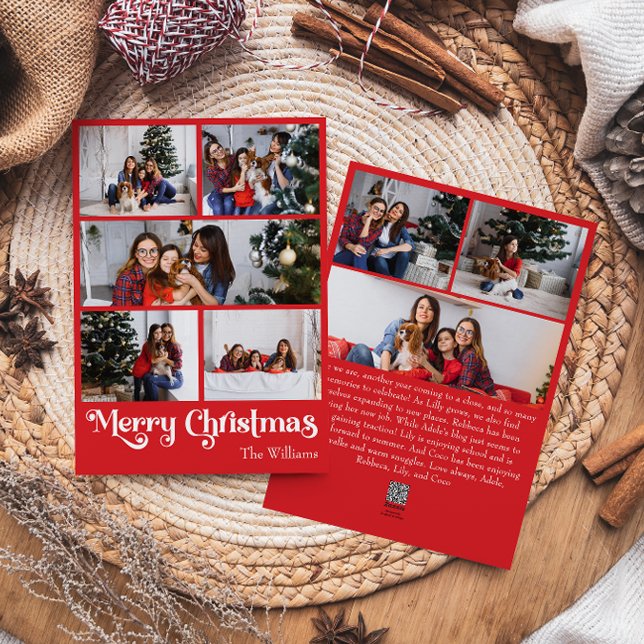 Cartes Pour Fêtes Annuelles Rouge classique Joyeux Noël Vertical 8 Photo (Créateur téléchargé)