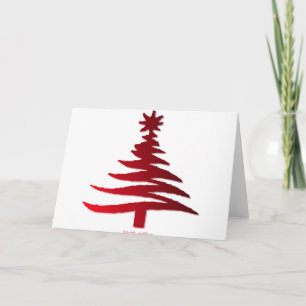 Cartes Pour Fêtes Annuelles Rouge de pochoir d'arbre de Noël