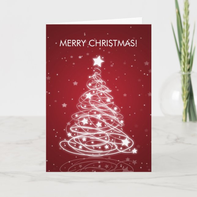 Cartes Pour Fêtes Annuelles Rouge élégant de mod d'arbre de Joyeux Noël (Devant)