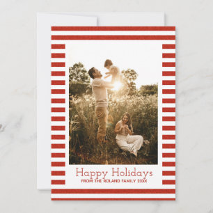 Cartes Pour Fêtes Annuelles Rouge et blanc Classic Stripes de Noël Photo