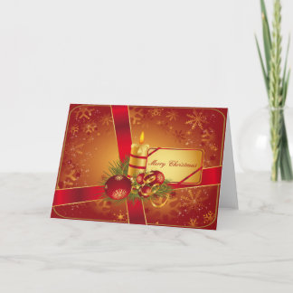 Cartes Pour Fêtes Annuelles Rouge et bougie de vacances d'or