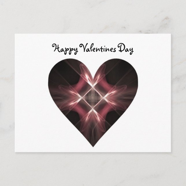 Cartes Pour Fêtes Annuelles Rouge et noir Fractal Art Heart Valentine (Devant)