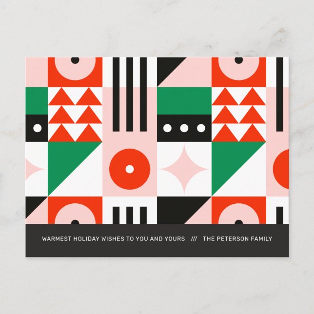 Cartes Pour Fêtes Annuelles Rouge et vert Bauhaus Motif moderne (Devant)