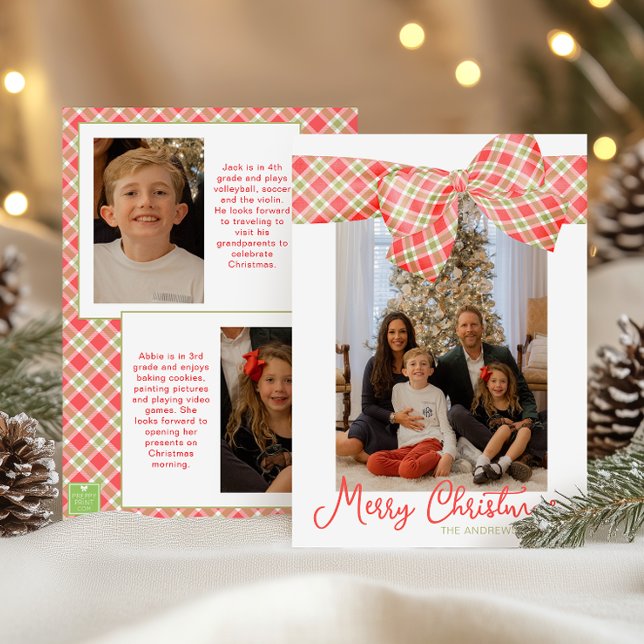 Cartes Pour Fêtes Annuelles Rouge et vert Noël Plaid Borap Photo (Créateur téléchargé)