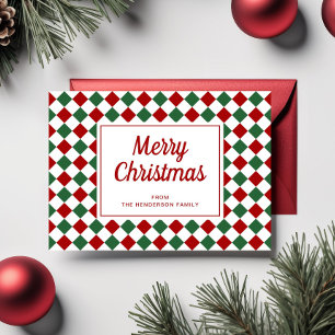 Cartes Pour Fêtes Annuelles Rouge festif vert à carreaux Joyeux Noël