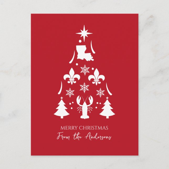 Cartes Pour Fêtes Annuelles Rouge Fête de Noël Cajun (Devant)