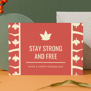 Cartes Pour Fêtes Annuelles Rouge foncé et crème Moderne Feuille de Maple
