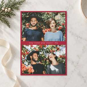Cartes Pour Fêtes Annuelles Rouge Grenat Joyeux Mariage Premier Noël Couple