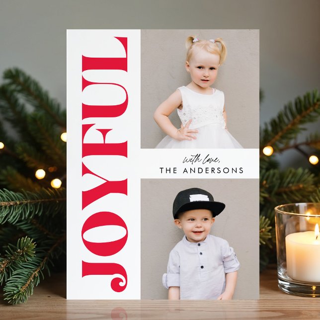 Cartes Pour Fêtes Annuelles Rouge Joyeux photo de Noël moderne (Créateur téléchargé)