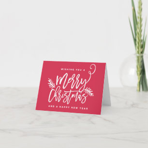 Cartes Pour Fêtes Annuelles Rouge lumineux de vacances de Noël de manuscrit