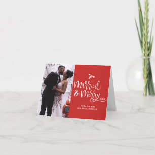 Cartes Pour Fêtes Annuelles Rouge, Marié et Joyeux, Noël, Photo