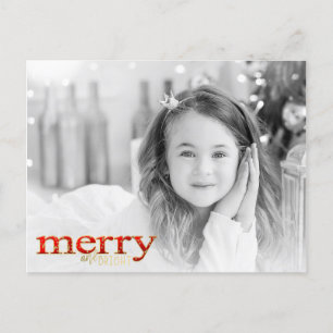 Cartes Pour Fêtes Annuelles Rouge Merry & Bright Or Blanc Photo de vacances