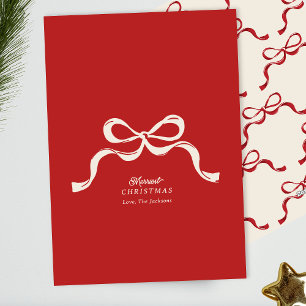Cartes Pour Fêtes Annuelles rouge moderne arc rétro non photo noël