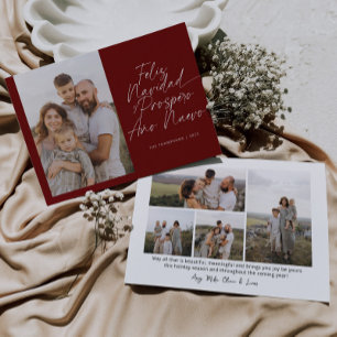 Cartes Pour Fêtes Annuelles Rouge moderne Feliz Navidad Script Noël