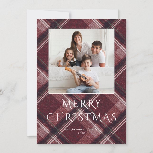 Cartes Pour Fêtes Annuelles Rouge multi-photo Noël (Devant)