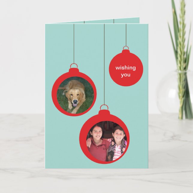 Cartes Pour Fêtes Annuelles Rouge penderie ornements photo voeux Noël (Devant)