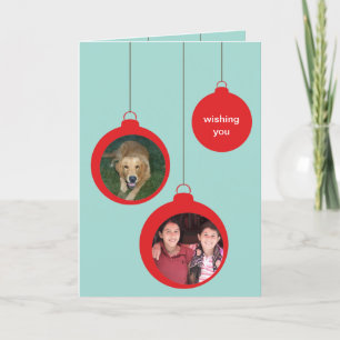 Cartes Pour Fêtes Annuelles Rouge penderie ornements photo voeux Noël
