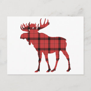 Cartes Pour Fêtes Annuelles Rouge Plaid Tartan Motif Noël Moose