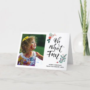 Cartes Pour Fêtes Annuelles Rouge Poinsettia Pine Bough Amusant Script OH Quel