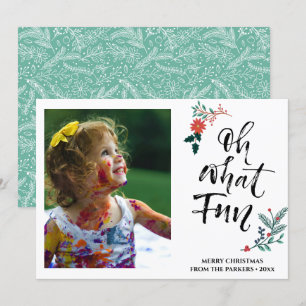 Cartes Pour Fêtes Annuelles Rouge Poinsettia Pine Bough Amusant Script OH Quel