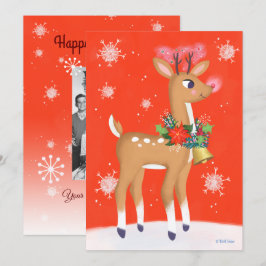 Cartes Pour Fêtes Annuelles Rouge rétro Rudolph Reindeer