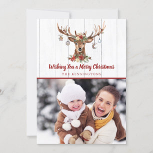 Cartes Pour Fêtes Annuelles Rouge rustique Noël Cerfs Ornements de Noël Photo 