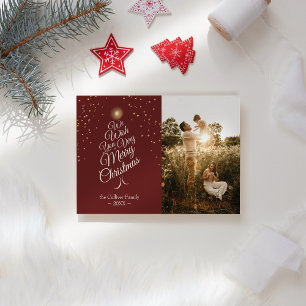 Cartes Pour Fêtes Annuelles Rouge Très Joyeux sapin de Noël Portrait de famill