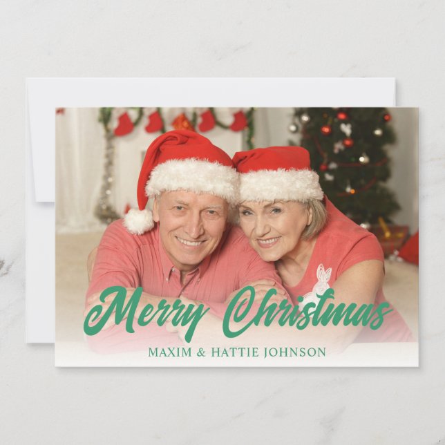 Cartes Pour Fêtes Annuelles Rouge Vert Simple Plaid Joyeux Noël Photo Vacances (Devant)