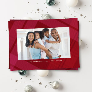 Cartes Pour Fêtes Annuelles Rouge vif rose carreaux simple Noël deux photo