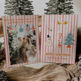 Cartes Pour Fêtes Annuelles Rouge vintage Illustré Colorful Noël amusant