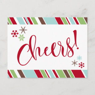 Cartes Pour Fêtes Annuelles Rouges flocons de neige et rayures diagonales pour